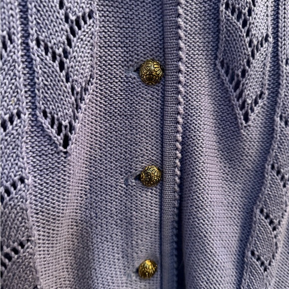 Vintage Geiger Cardigan Sweater Puff Sleeves Lavender L Cottagecore old school - Picture 3 of 8